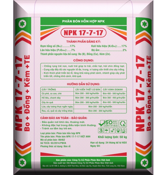 Phân bón Fertimark NPK 17-7-17 bao dệt