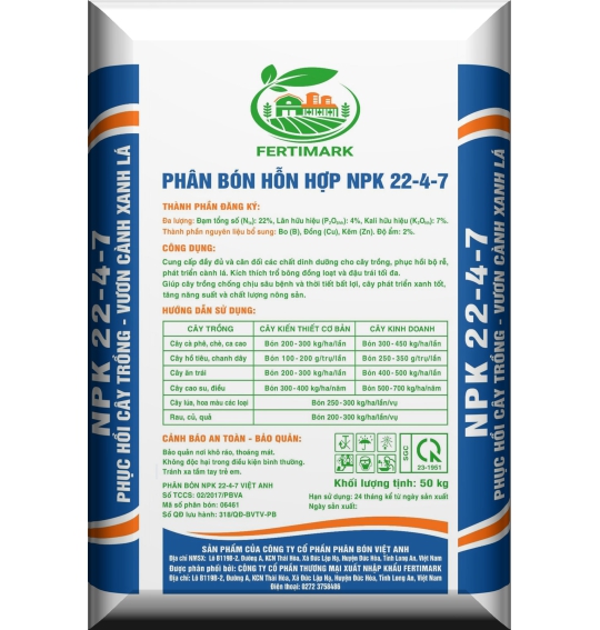 Phân bón Fertimark NPK 22-4-7