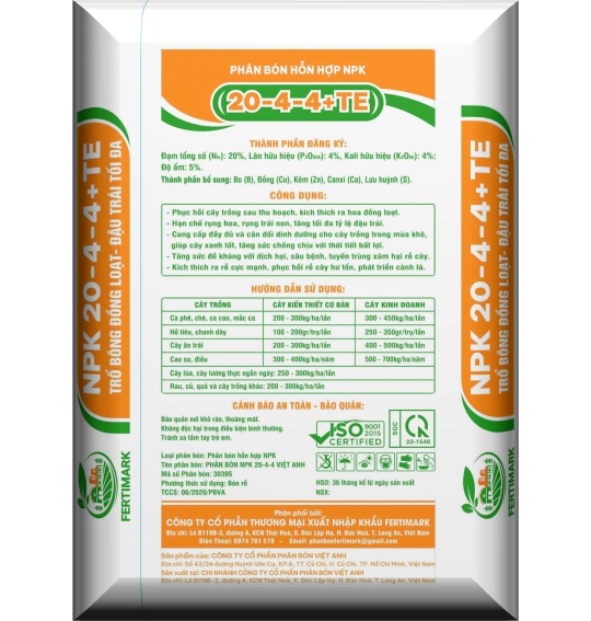 Phân bón Fertimark NPK 20-4-4+TE